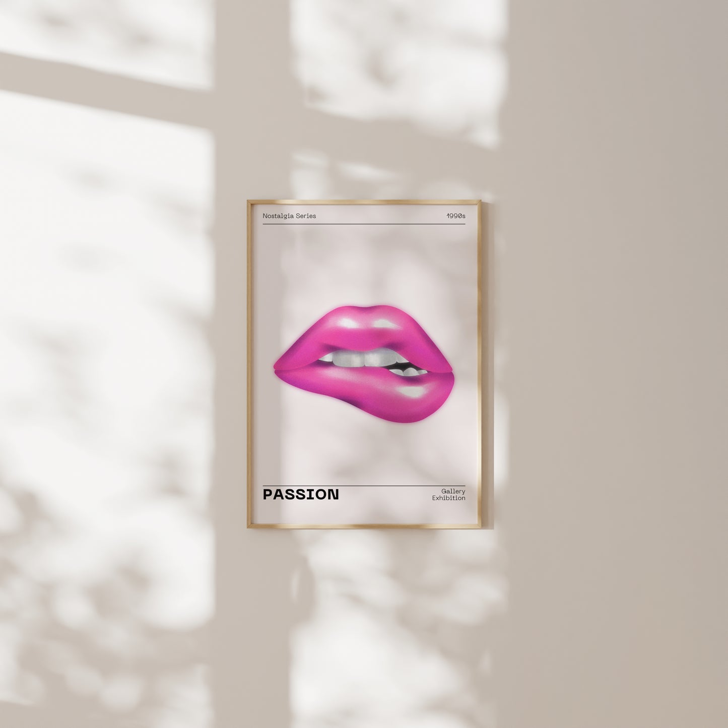 Pink Lips Wall Art, 90s Funky Playful Printable, Eclectic Home Decor, Trendy Fashion Aesthetic, Vanity Art, Vibrant Bold Passion Poster