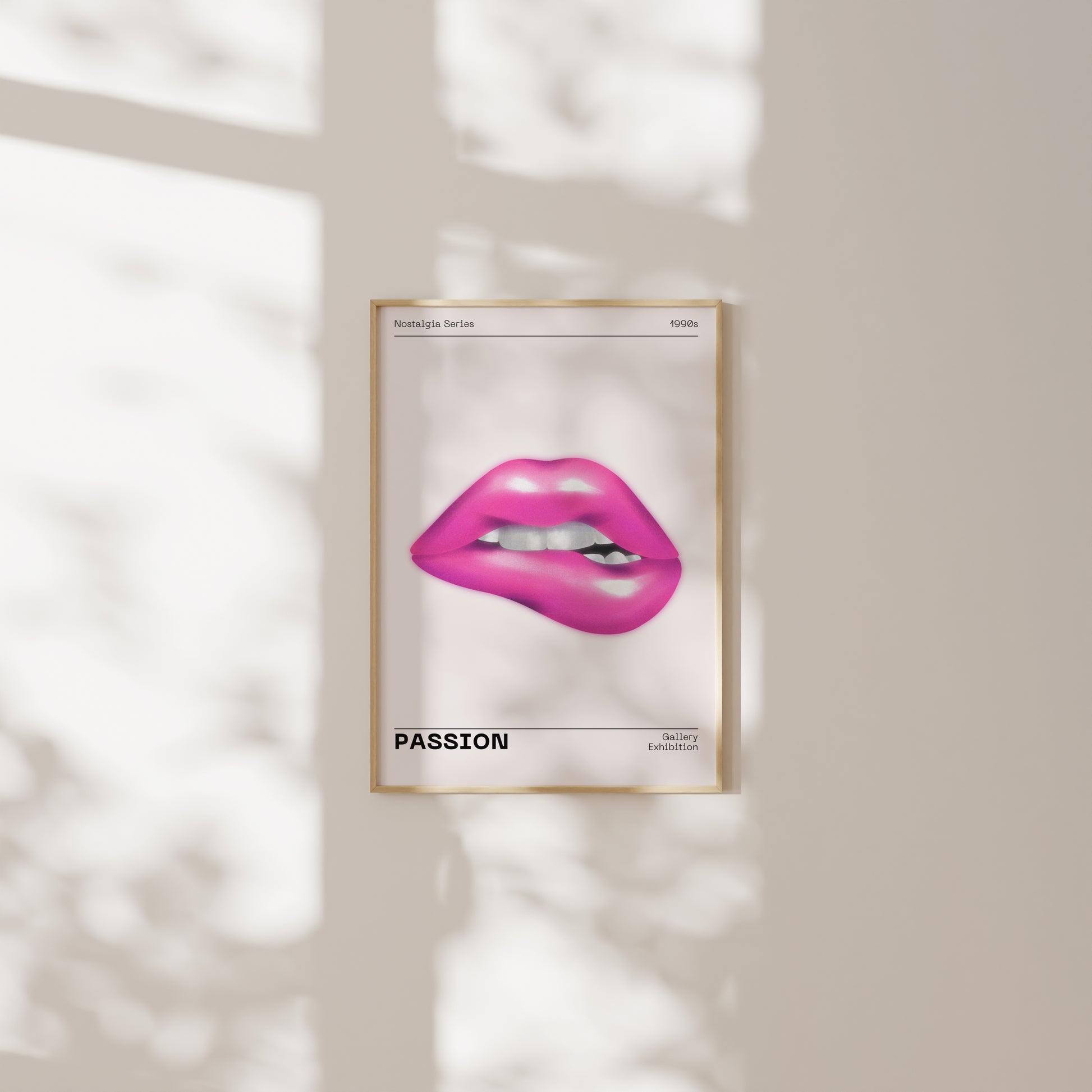 Pink Lips Wall Art, 90s Funky Playful Printable, Eclectic Home Decor, Trendy Fashion Aesthetic, Vanity Art, Vibrant Bold Passion Poster